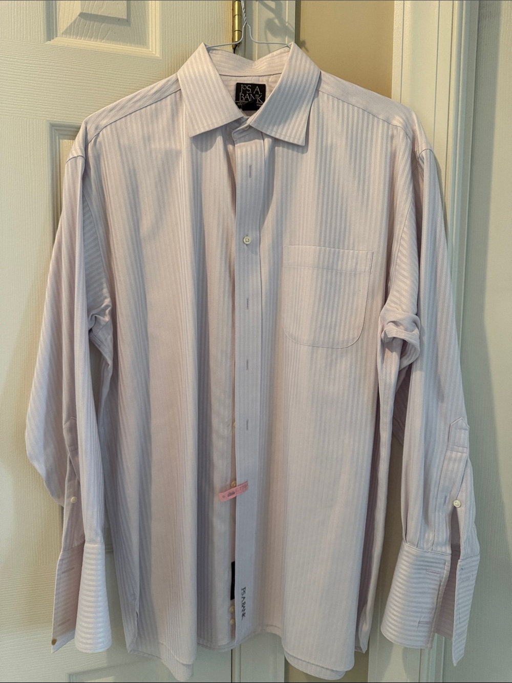 Jos. A. Bank Men's Pale Pink Pinstripe Dress Shirt